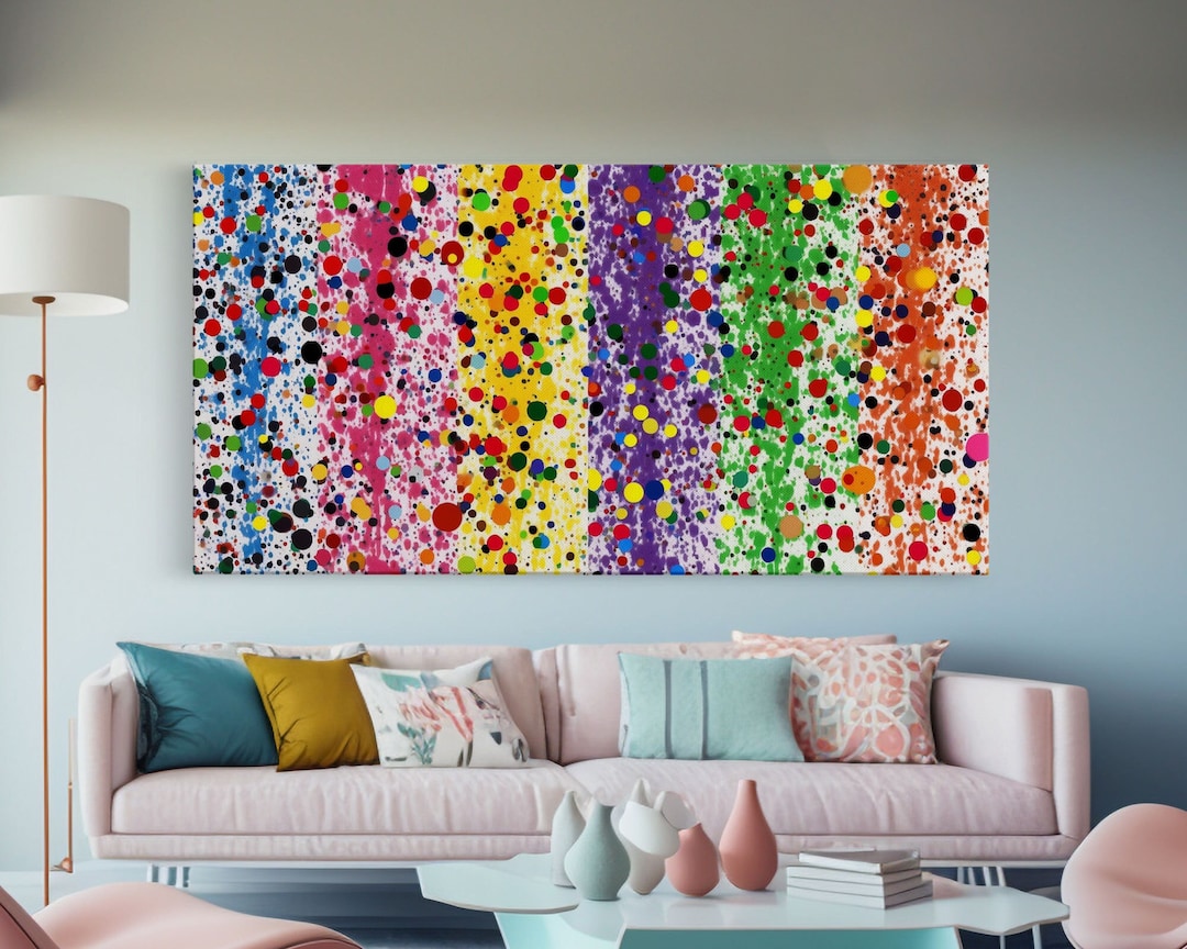 Rainbow Splatter Art, Framed Canvas Print, Graffiti / Splatter Painting