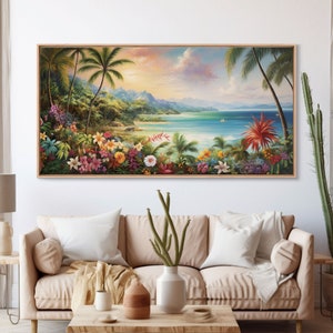 Palm Trees Art, Beach Print, Tropical Wall Art, Panoramic Art, Wall Art, Canvas Art, Landscape Art, Gift For Family, Home Office Art