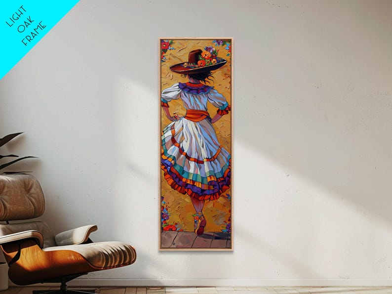 Textured Canvas Painting Print of Mexican Flamenco Dancer, Spanish