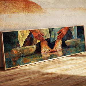 Holy Thursday Washing of the Feet Mandatum Scene Framed Christian Art ...