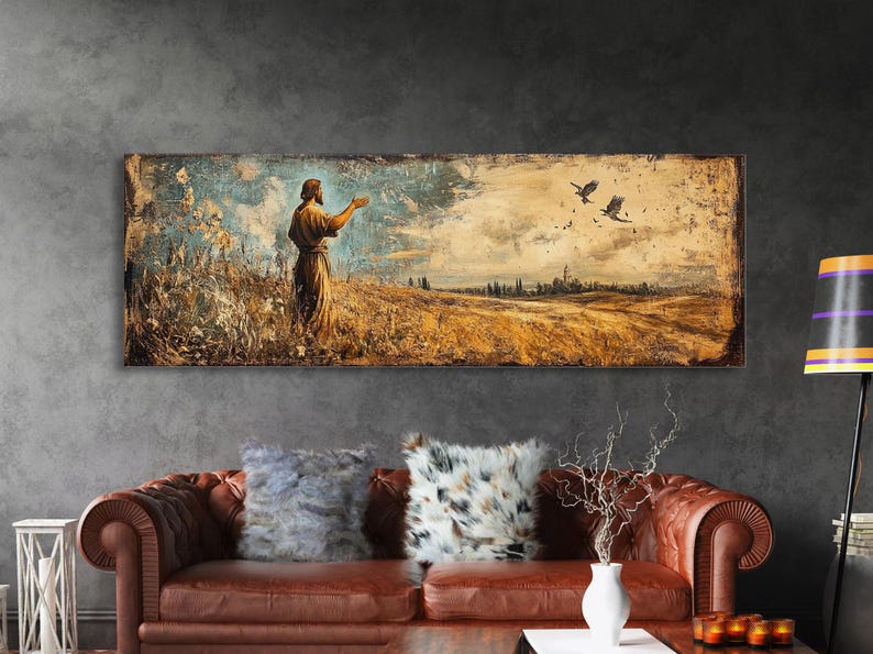 Parable of the Sower Spreading Seeds Framed Christian Art Print ...