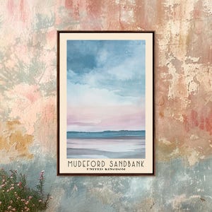 Mudeford Sandbank, United Kingdom Watercolor Beach Print, Vacation Gift, Wall Art, Beach Painting, Beach Decor, Beach Painting