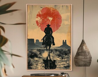 Cosmic Cowboy Canvas Art: SciFi Western, Grand Canyon Print