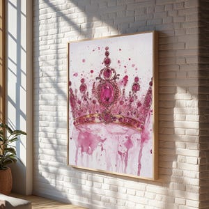 Regal Jeweled Crown Canvas Print: Pink Dorm Wall Art zdjęcie 14
