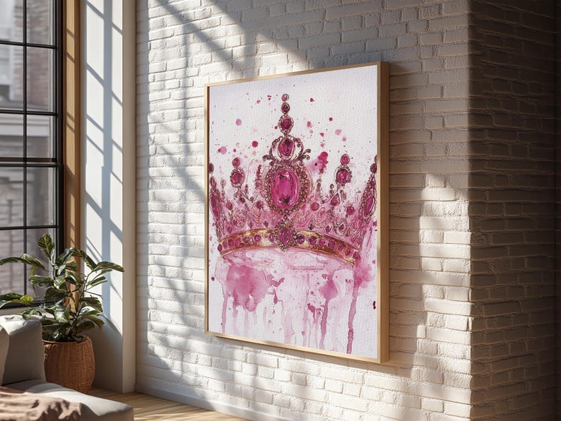 Regal Jeweled Crown Canvas Print: Pink Dorm Wall Art zdjęcie 14