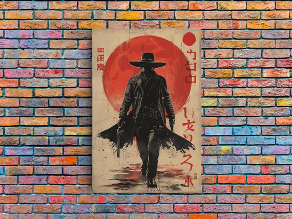 Japanese Gunslinger Canvas Art: Noir Cowboy Film Poster - Etsy
