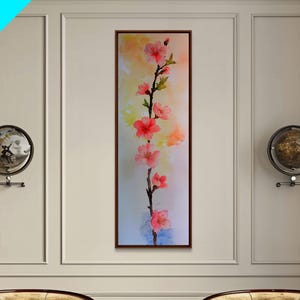 Sakura Branch Watercolor Painting - Canvas Print for Cherry Blossom Wall Art, Spring Decor, Japanese Floral Art, Botanical Home Decor
