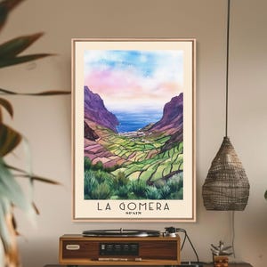 La Gomera, Spain Watercolor Print, Vacation Gift, Spain Wall Art, Vacation Wall Art, Vacatation, Beach Decor, Beach Or Lakehouse Art