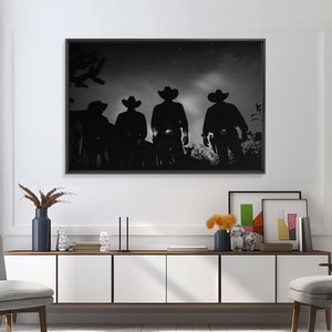 Premium Framed Canvas, Black and White Cowboy Photography Print, Western Decor, Wild West Art, Farmhouse Wall Art, Minimalist Framed Art