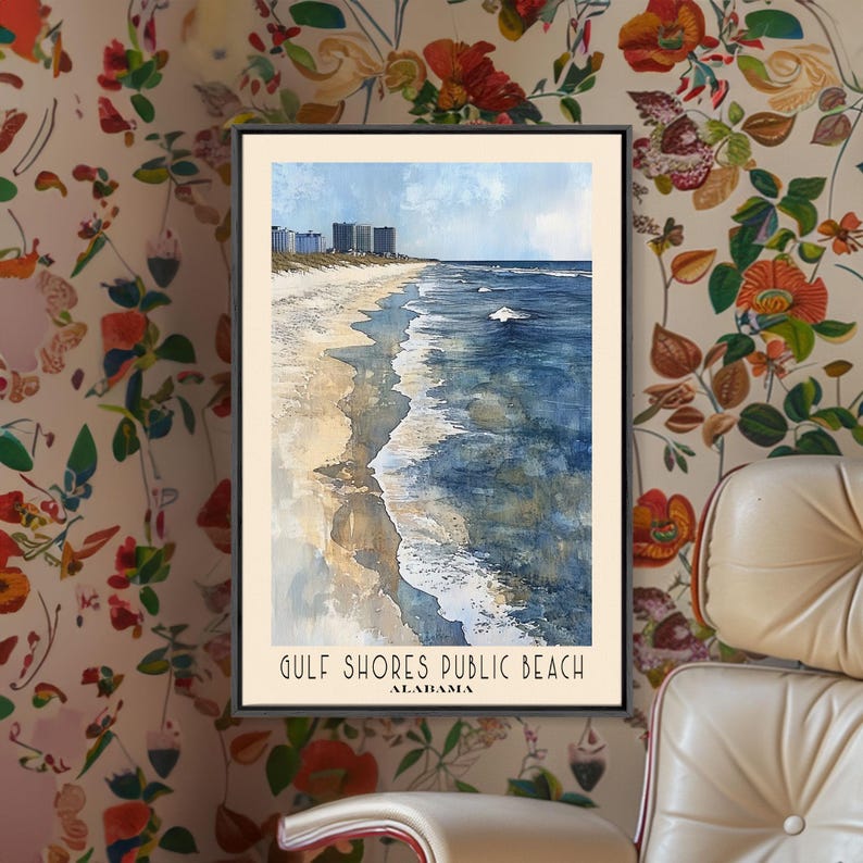 Gulf Shores Public Beach, Alabama Watercolor Print, Vacation Gift, Wall