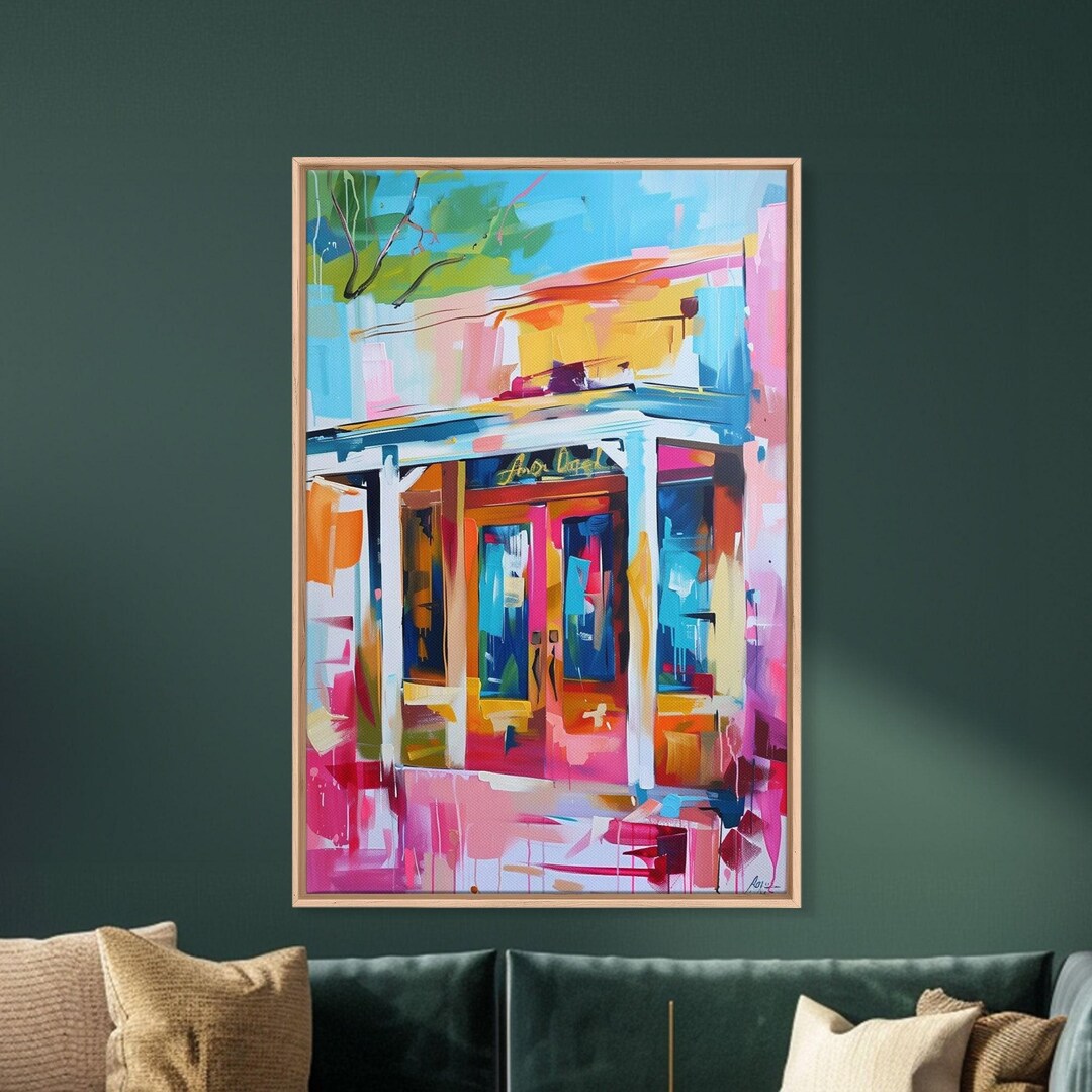 Colorful Abstract Storefront Framed Canvas Print: Urban City Art - Etsy