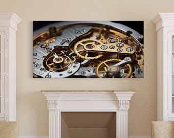 インテリア時計 ART WORK Watch Mechanism Canvas Art: Clock Gears Wall Decor - Etsy
