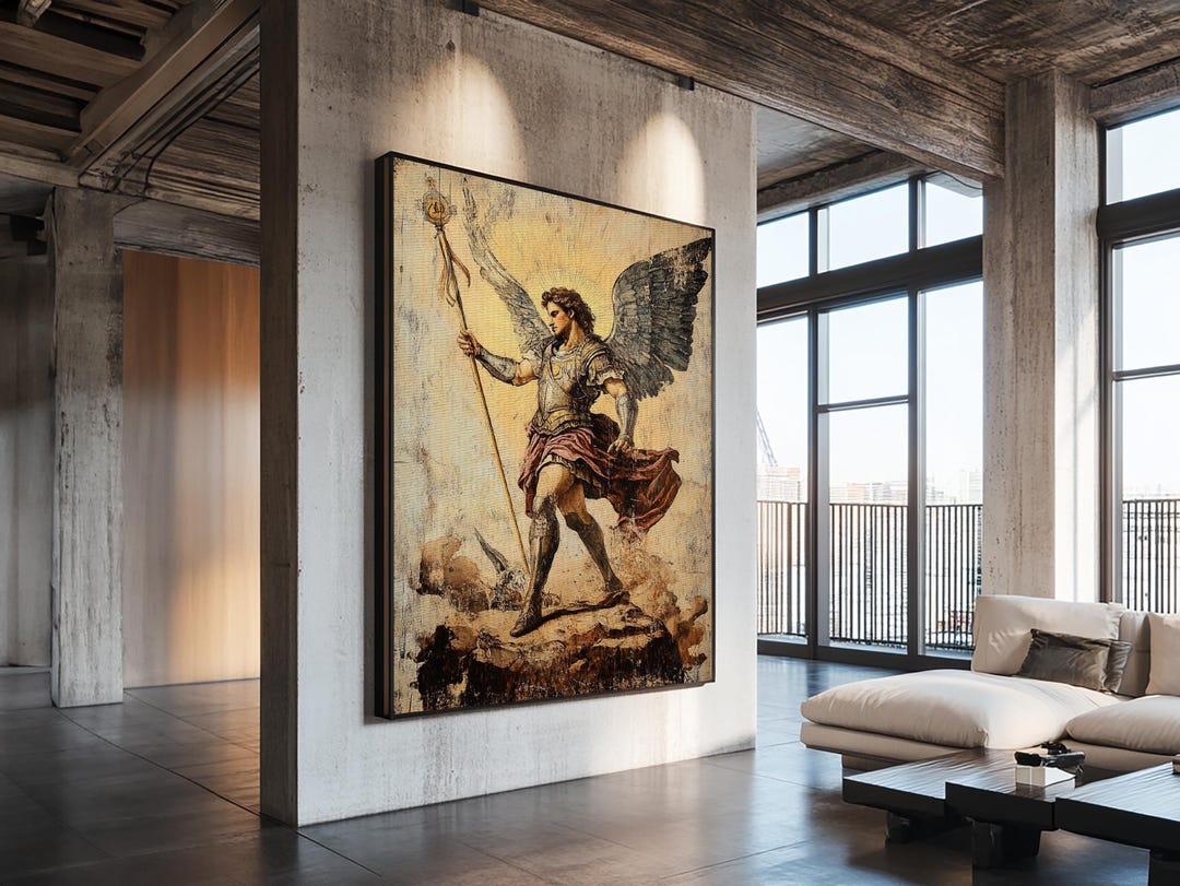 Saint Michael Defeating the Dragon Framed Canvas Print - Renaissance ...