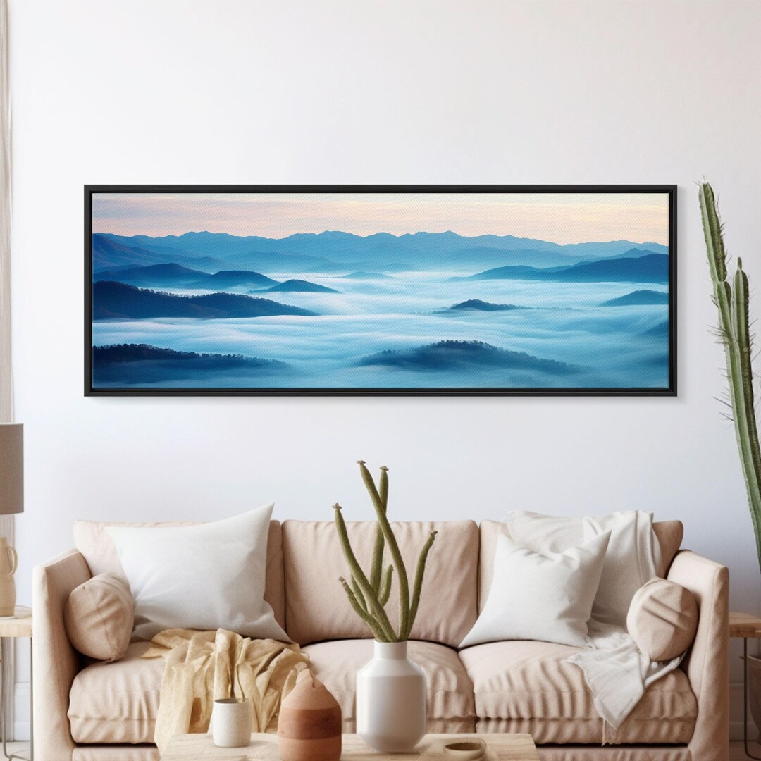 Blue Ridge Canvas Blue Ridge Mountains Panoramic Canvas Art: Cabin Decor, Watercolor ...