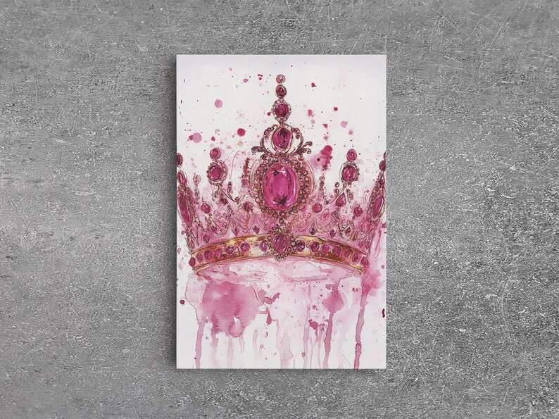 Regal Jeweled Crown Canvas Print: Pink Dorm Wall Art zdjęcie 7
