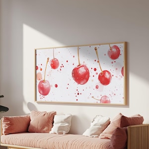 Cherry Painting Canvas Print - Kitchen Wall Art - Kitchen Decor - Cherry Wall Art - Kitsch Decor - Eclectic Home Decor