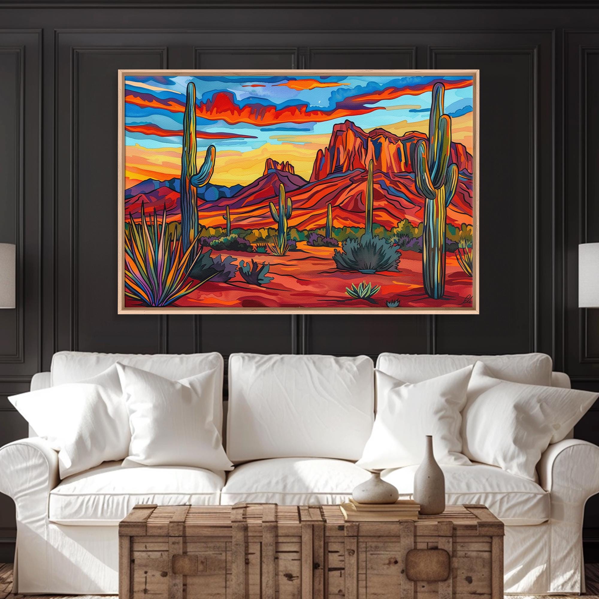 40！キャンバスアート Retro Desert Landscape Art Print: Arizona Pop Art Decor - Etsy