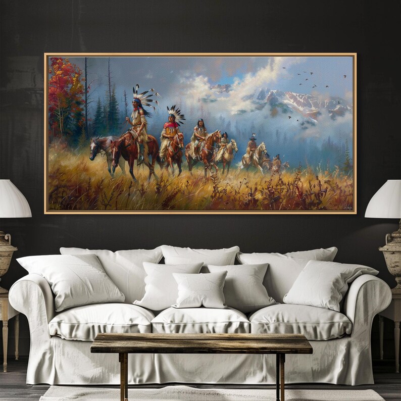 Native American Warriors Canvas Print: Autumn Forest Scene - Etsy