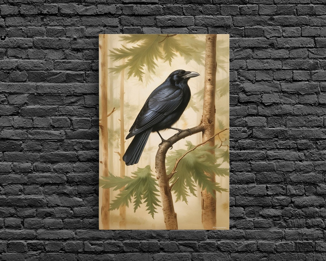 Crow Wall Art Black Bird Wall Decor Animal Wall Art Trees - Etsy