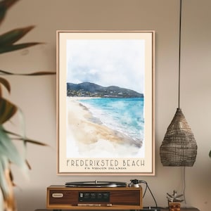 Frederiksted Beach, US Virgin islands Watercolor Beach Print, Vacation Gift, Wall Art, Beach Painting, Beach Decor, Beach Painting