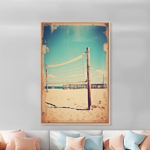Beach, Volleyball, Beach Decor, Sports Art, Canvas Print, Wall Hanging, Portrait Art, Volleyball Mom, Tiny House Decor, Family Gift