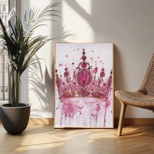 Regal Jeweled Crown Canvas Print: Pink Dorm Wall Art zdjęcie 15