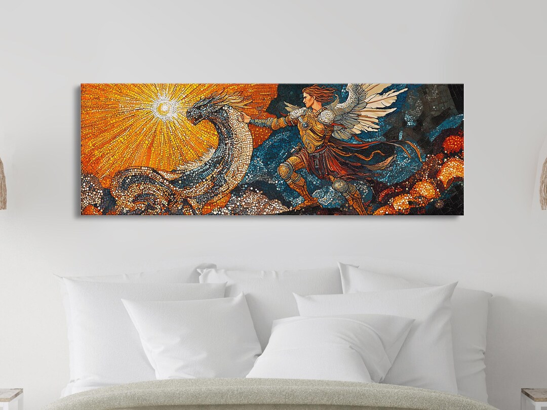 Saint Michael Defeating the Dragon Christian Art Print | Framed ...