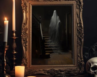 Macabre Ghost Art Print: Dark Academia Halloween Decor
