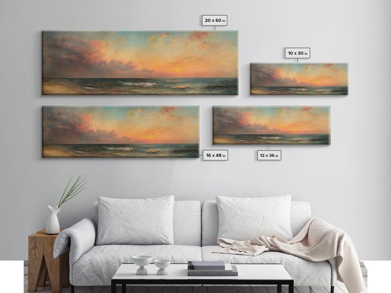 North Beach at Sunset, Framed Canvas Print, Beautiful Panoramic