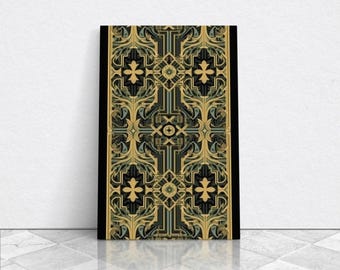 Art Deco Framed Canvas Print: Gold & Green 1920s Style