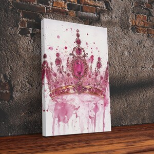 Regal Jeweled Crown Canvas Print: Pink Dorm Wall Art zdjęcie 19