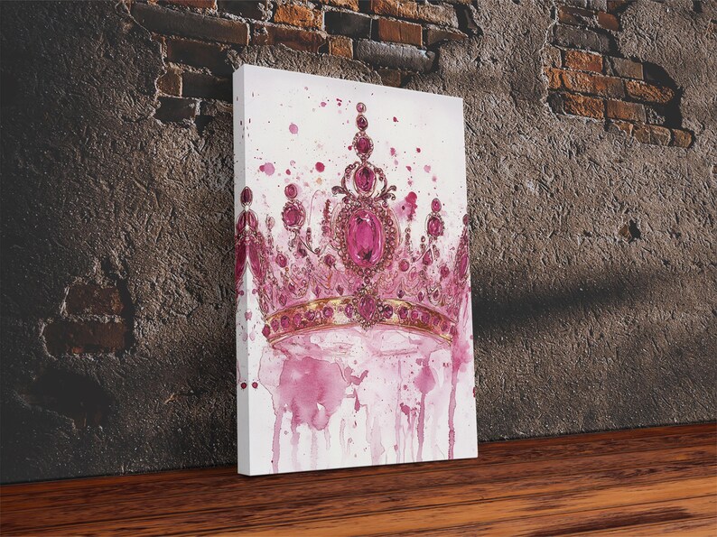 Regal Jeweled Crown Canvas Print: Pink Dorm Wall Art zdjęcie 19
