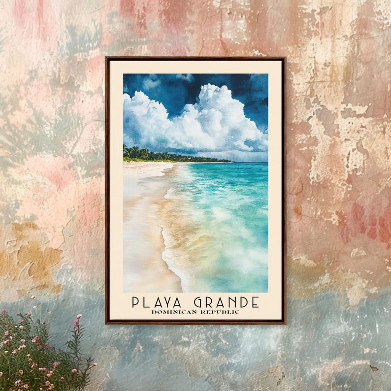 Playa Grande, Dominican Republic Watercolor Beach Print, Vacation Gift
