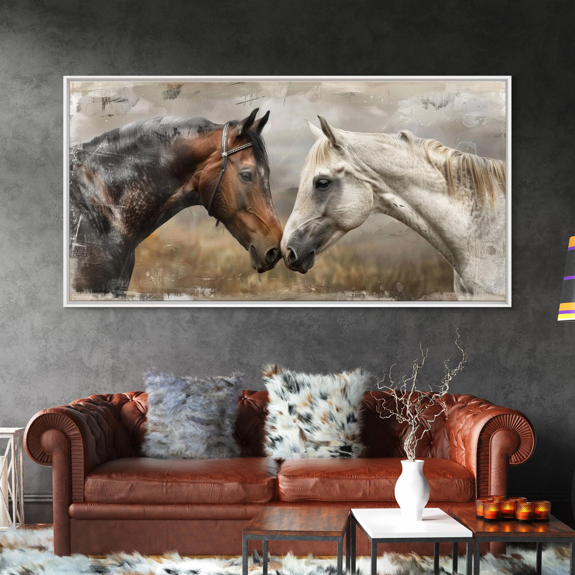 Equine Canvas Print: Black and White Horses, Elegant Living Room Art - Etsy, image size:2000x2000