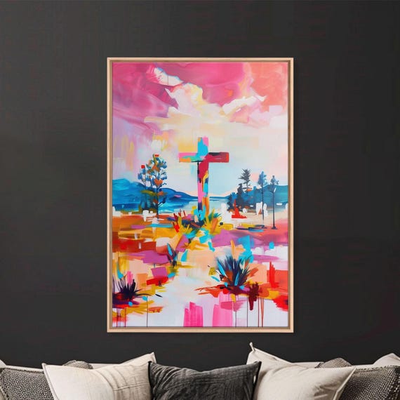 Colorful Cross Canvas Print: Vibrant Landscape Wall Art - Etsy