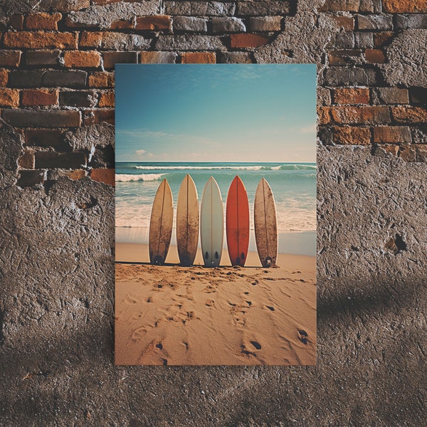 Surfboard Wall Art, Surf Print, Beach Wall Art, Surf Wall Art, Canvas Print, Wall Hanging, Portrait Art, Above Bed Art, Birthday Gift