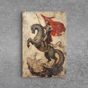Saint George and the Dragon Battle Scene Framed Canvas Print | Renaissance Christian Art Painting, Vintage Religious Wall Art and Modern Ch image 14