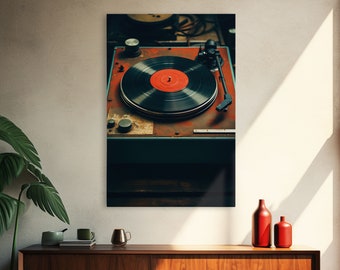 Record Player Art, Retro Wall Art, Music Wall Art, Canvas Print, Wall Hanging, Portrait Art, Vinyl Record Art, Vintage Wall Art, RV Decor