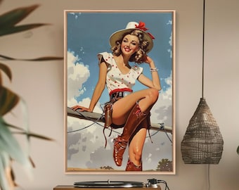 Classic Cowgirl Pin-up Art Print, Vintage Western Framed Canvas, Retro Pin-up Girl in Cowboy Hat and Boots, Unique Home Decor - Etsy Classic Cowgirl Pin-up Art Print, Vintage Western Framed Canvas, Retro Pin-up Girl in Cowboy Hat and Boots, Unique Home Decor - Etsy