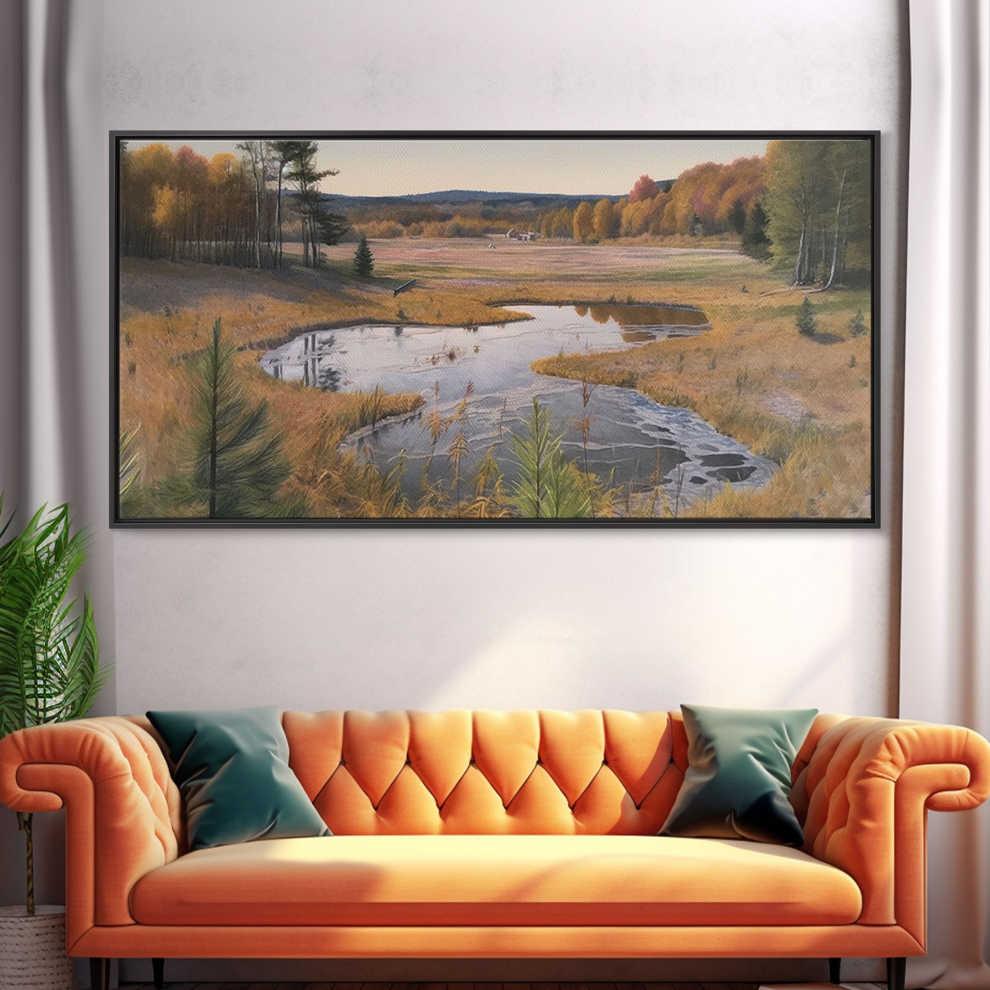 Pond Wall Art Landscape Wall Decor Trees Wall Art Nature Etsy
