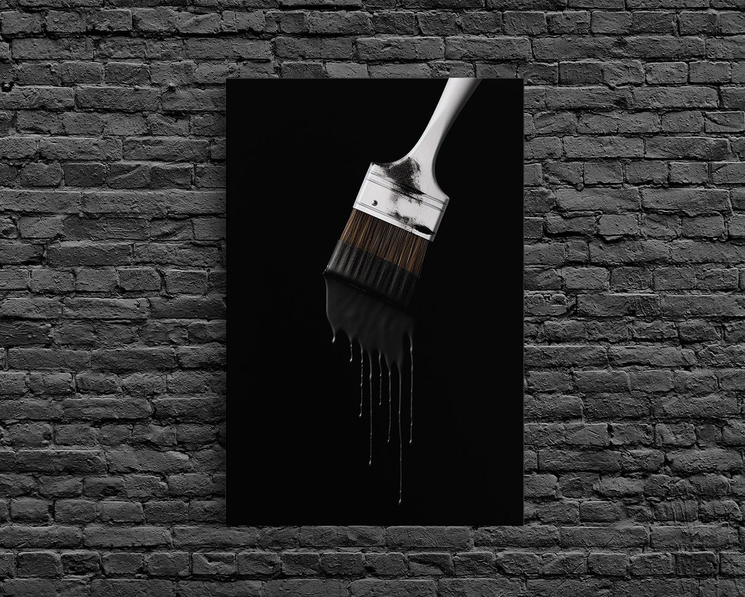 Dripping Paint Brush Wall Art Black Paint Brush Wall Print Etsy