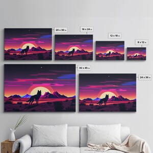 Desert Fox Silhouette Art Print: Purple Full Moon Wall Decor image 8