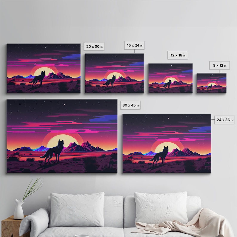 Desert Fox Silhouette Art Print: Purple Full Moon Wall Decor image 8