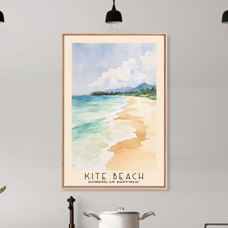 Kite Beach, Dominican Republic Watercolor Beach Print, Vacation Gift