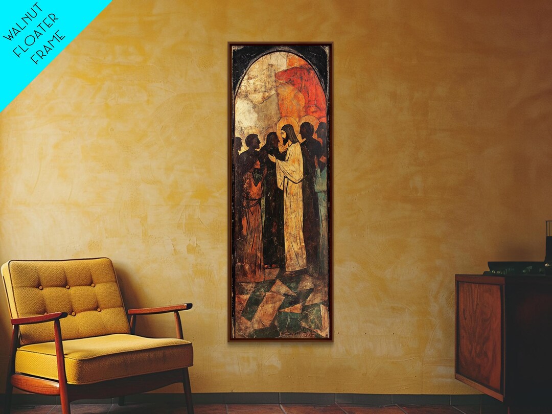 Raising of Lazarus Tall Art Deco Christian Wall Art - Framed Canvas ...