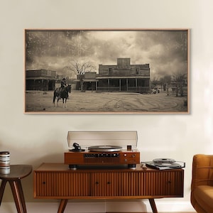 Vintage Western Cowboy Canvas Print: Old Town Wall Art