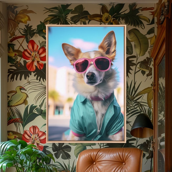 Corgi Canvas Tote Bag - Synthwave Corgi Canvas Tote Bag - Synthwave