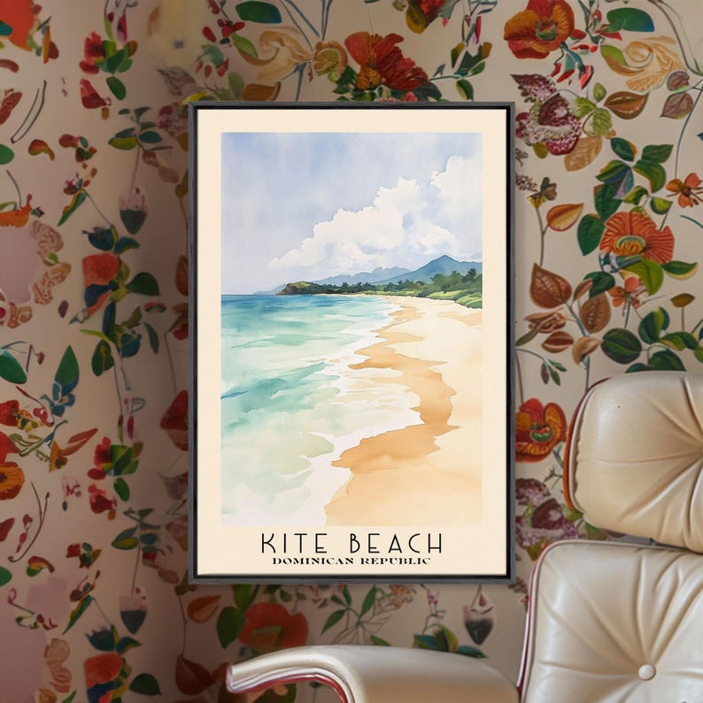 Kite Beach, Dominican Republic Watercolor Beach Print, Vacation Gift