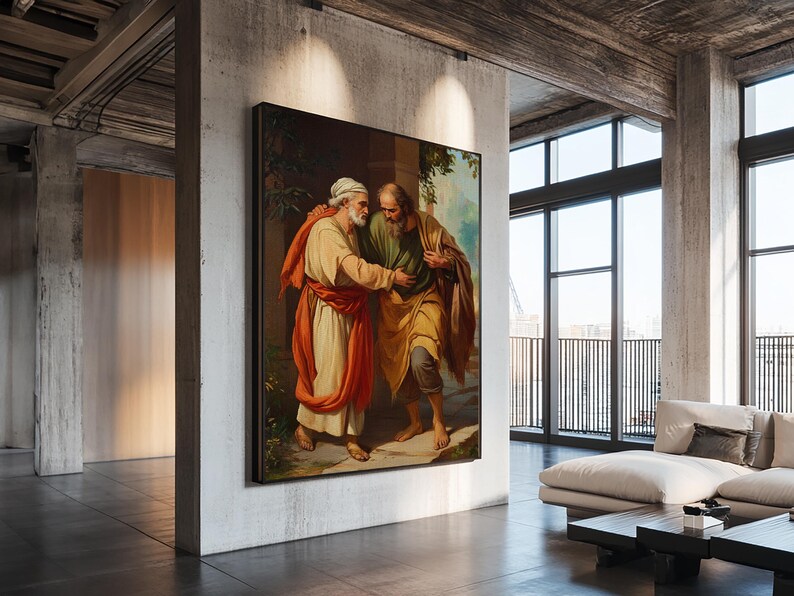 Parable of the Good Samaritan Scene Framed Canvas Print | Renaissance ...