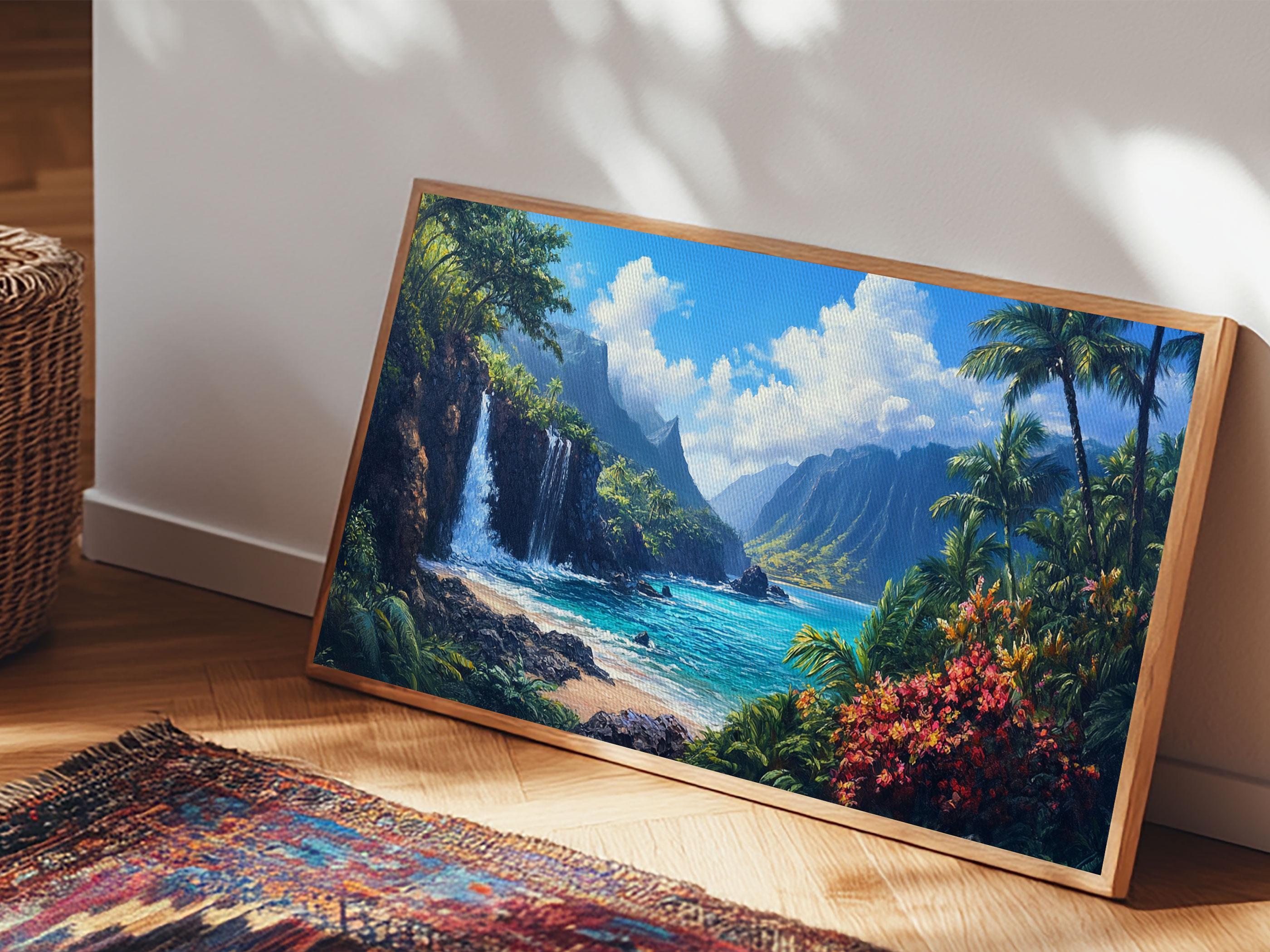 Hawaii Waterfall Canvas Print: Coastal Landscape Wall Art - Etsy